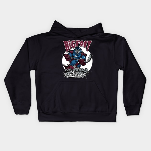 Bigfoot Hockey Player Mascot Kids Hoodie by eShirtLabs